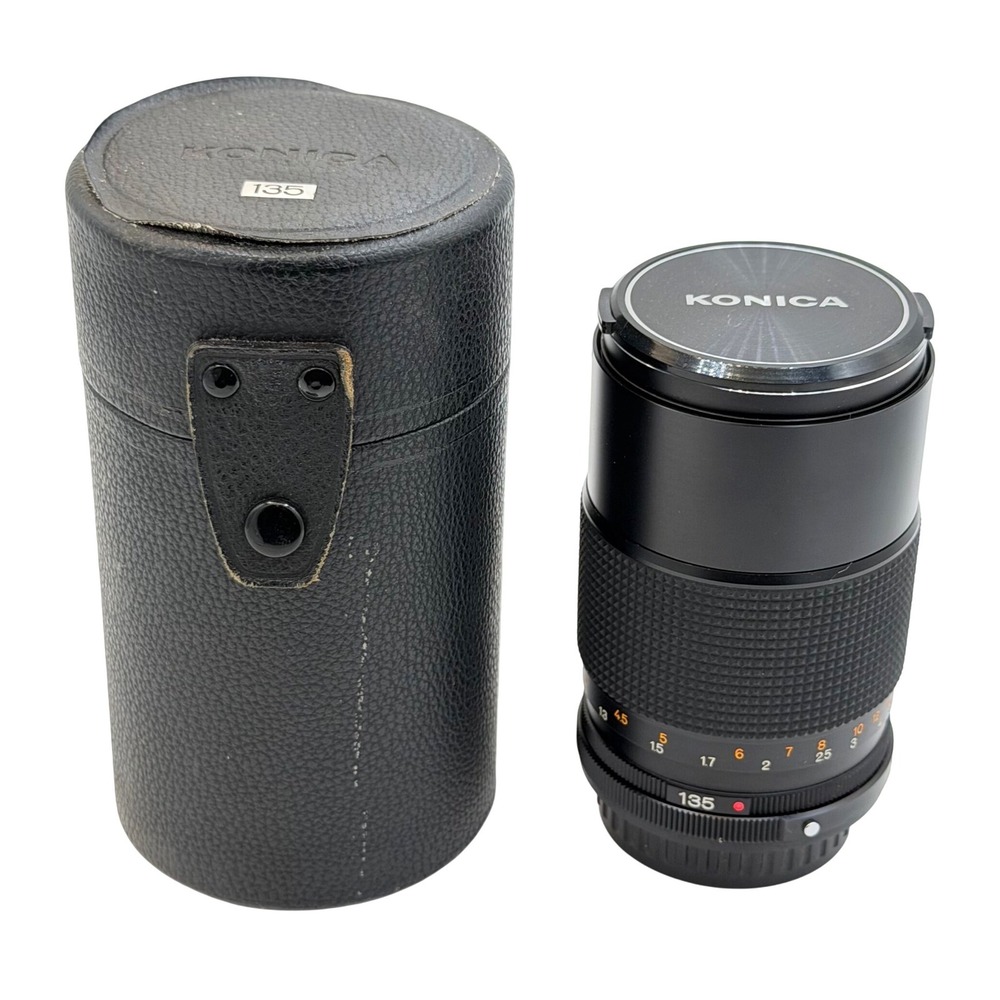 Konica Hexanon AR 135mm f3.2 Prime Lens with Case and Cap Made in Japan